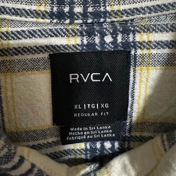 RVCA Men's Casual Plaid Shirt - Blue and Cream - Picture 5 of 9
